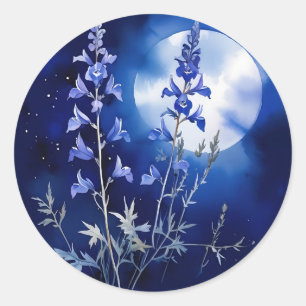 Nocturnal Bloom Watercolor Runder Aufkleber