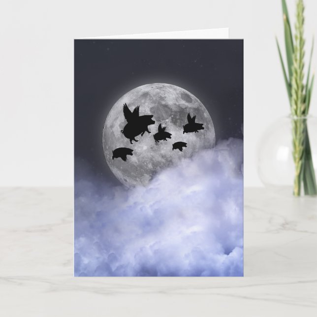 Nocturnal fliegende Schweine Karte (Vorderseite)