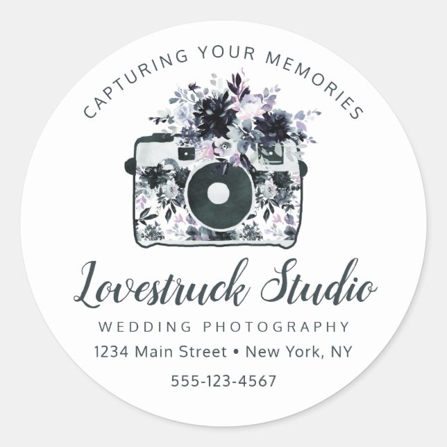 Nocturnal Floral Custom Logo Fotografy Business Runder Aufkleber (Vorderseite)