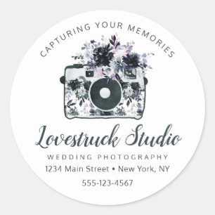 Nocturnal Floral Custom Logo Fotografy Business Runder Aufkleber