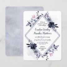 Nocturnal Floral Dusty Blue Diamond Wedding
