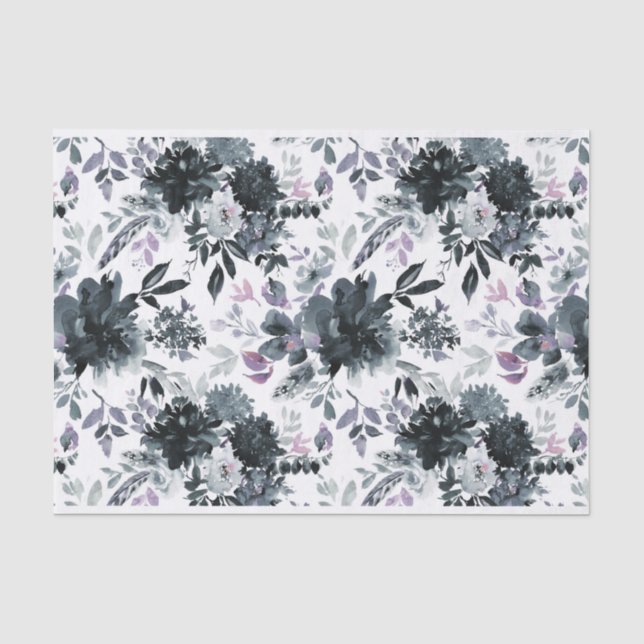 Nocturnal Floral Navy Blue Blume Bouquets Wedding Seidenpapier (Vorderseite)