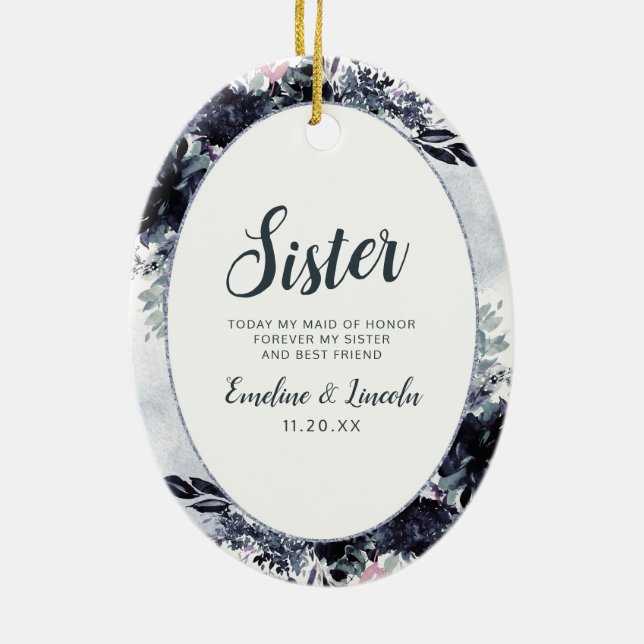 Nocturnal floral to the Sister Zitat Keramik Ornament (Hinten)