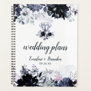 Nocturnal Floral Watercolor Chic Hochzeitspläne Planer