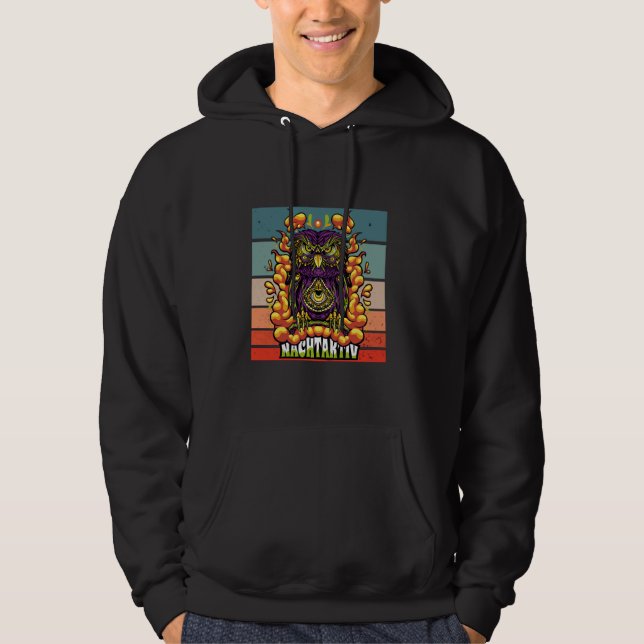 Nocturnal Owl Nachtkeule psychedelische Muster vib Hoodie (Vorderseite)
