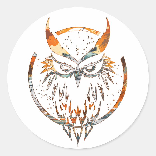 Nocturnal Rache Tank Owl Design Runder Aufkleber (Vorderseite)