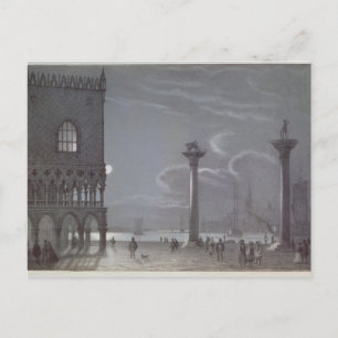 Nocturnal Szene des Palazzo Ducale und der zwei Co Postkarte