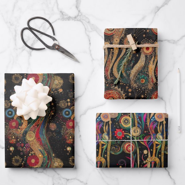 Nocturne – Eleganz der Silvesternacht Geschenkpapier Set (Vorderseite)