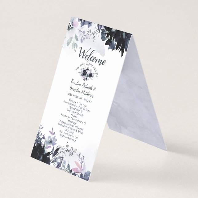 Nocturne Floral Élégant programme de cérémonie de  (Front)