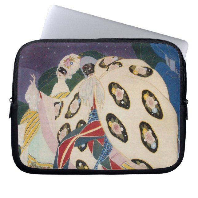 NOCTURNE MIT MASKEN / Art Déco Venezianische Masqu Laptopschutzhülle (Vorderseite)