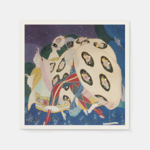 NOCTURNE MIT MASKEN / Art Deco Venezianischer Mask Serviette