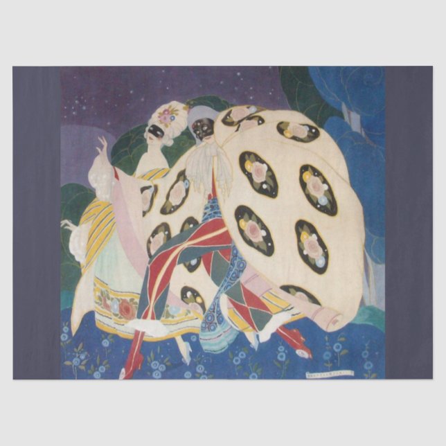 NOCTURNE MIT MASKEN / Venezianische MASKERN Seidenpapier (Vorderseite)