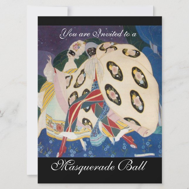 NOCTURNE MIT MASKS ,MARDI GRAS MASQUERADE BALL EINLADUNG (Vorderseite)