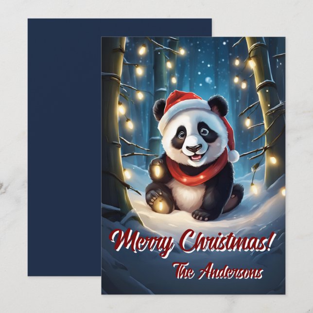 Noël 10 panda, Joyeuses fêtes, carte de Noël (Devant / Derrière)