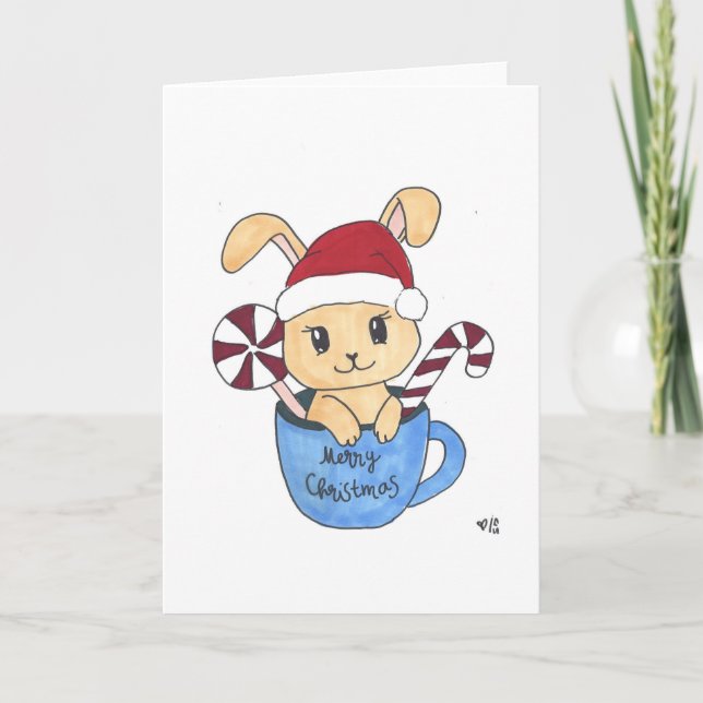 Noël 1 Bunny Noël Carte de vacances (Devant)