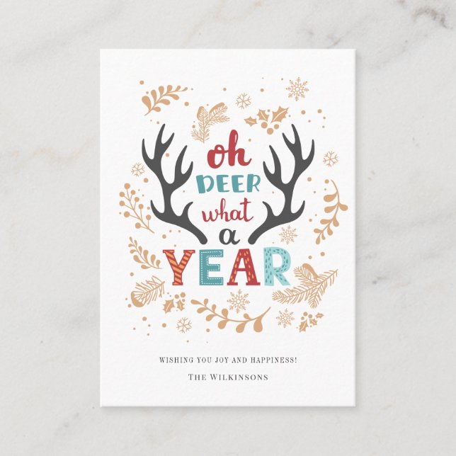 Noël 2021 Oh Deer Quelle Année Carte De Vacances (Devant)