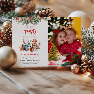 Noël 2 Anniversaire Photo Invitation
