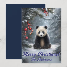 Noël 2 panda, Joyeuses fêtes, Carte de Noël