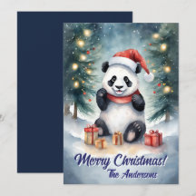 Noël 3 panda, Joyeuses fêtes, Carte de Noël