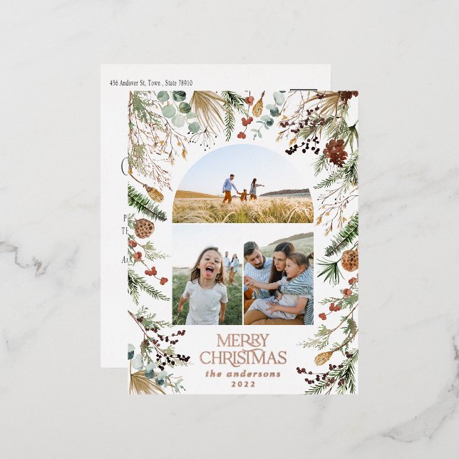 Noël 3 photo botanique floral foil vacances p (Recto/Verso)