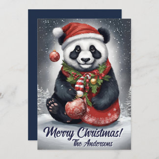Noël 4 panda, Joyeuses fêtes, Carte de Noël