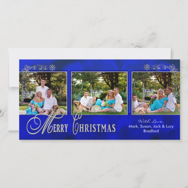NOËL 4 X 8 CARTE PHOTO - Bleu Orné (Devant)