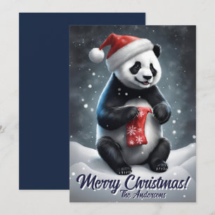Noël 5 panda, Joyeuses fêtes, Carte de Noël