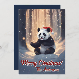 Noël 9 panda, Joyeuses fêtes, carte de Noël