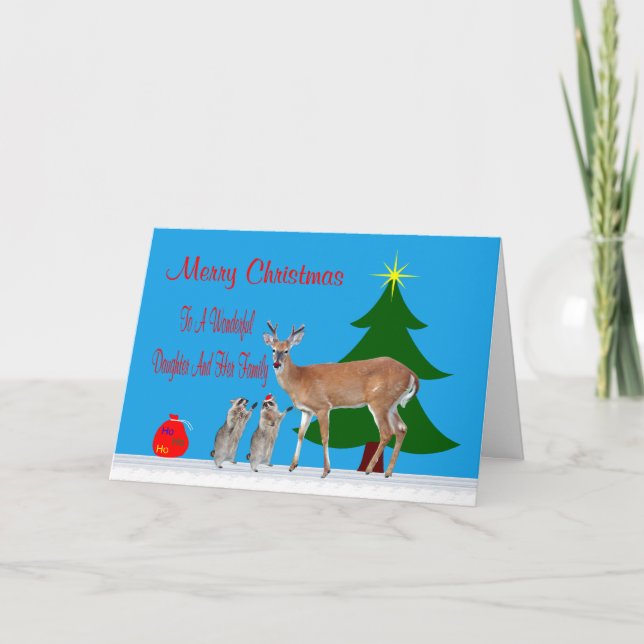 Noël à la carte de voeux de fille et de famille (Devant)