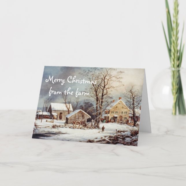 Noël à la ferme Carte Vintage (Devant)