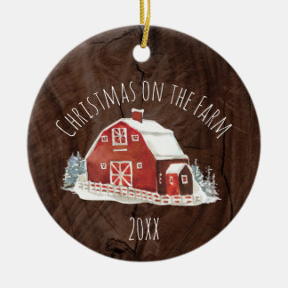 Noël à la ferme en céramique ornement