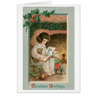 Noël à l'ancienne, Fille avec ours en peluche