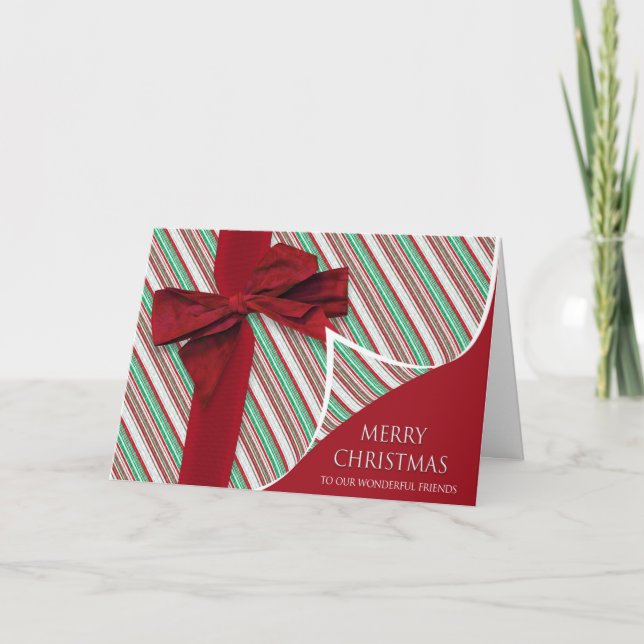 Noël À Nos Amis Cadeau Grande Carte Bow (Devant)