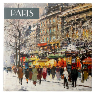 Noël à Paris. Carreaux en céramique de Noël