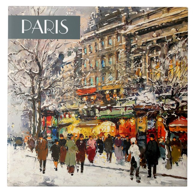 Noël à Paris. Carreaux en céramique de Noël (Devant)