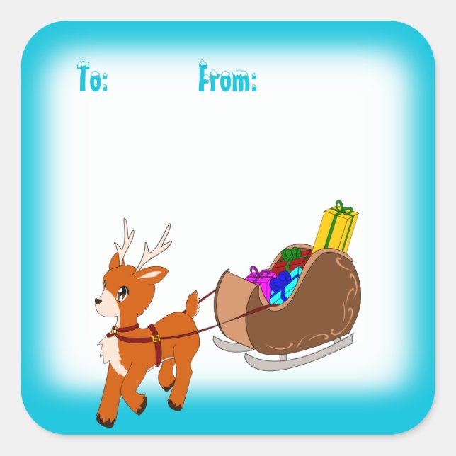 Noël à Reindeer à/de Étiquette à la frontière (Devant)