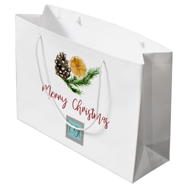 Noël Affaires Logo Grand Cadeau Sac (Dos Angle)