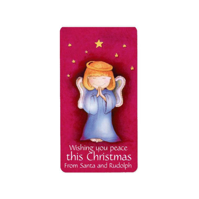 Noël ange rouge cadeau étiquettes (Devant)