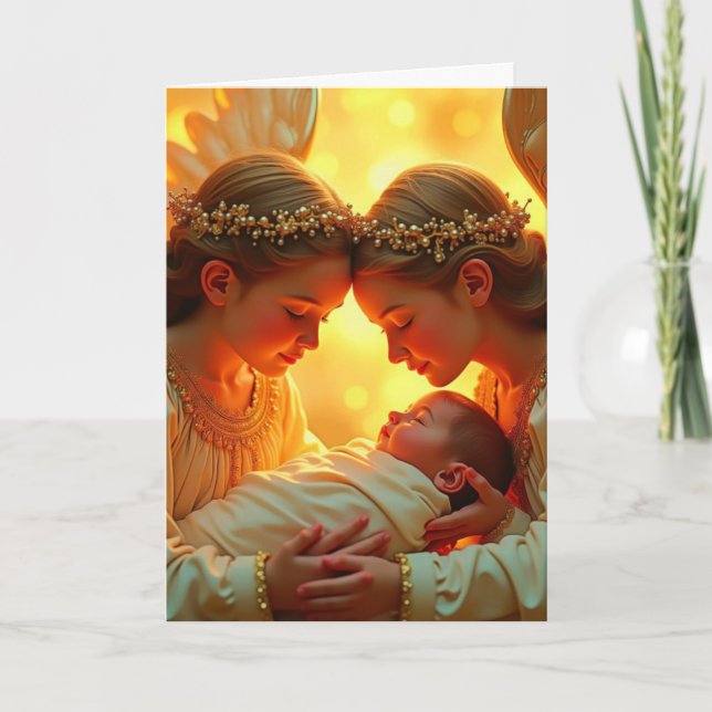 Noël Anges et Jésus Carte de voeux pliée (Devant)