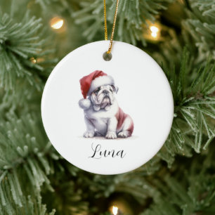 Noël Anglais Bull Chien Santa Hat Ornement
