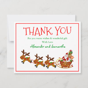 Noël Antler Deer Santa Claus Carte de remerciement