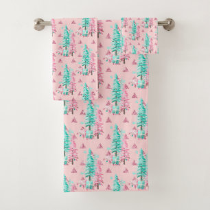 Noël Aqua Motif d'arbre rose bleu