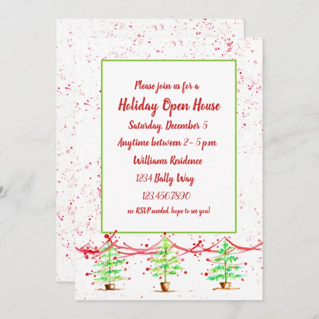 Noël Arbre de Noël Open House Invitation (Devant / Derrière)