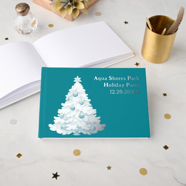 Noël Arbre Fête Fête Foil Livre d'invité (Recto ouvert)