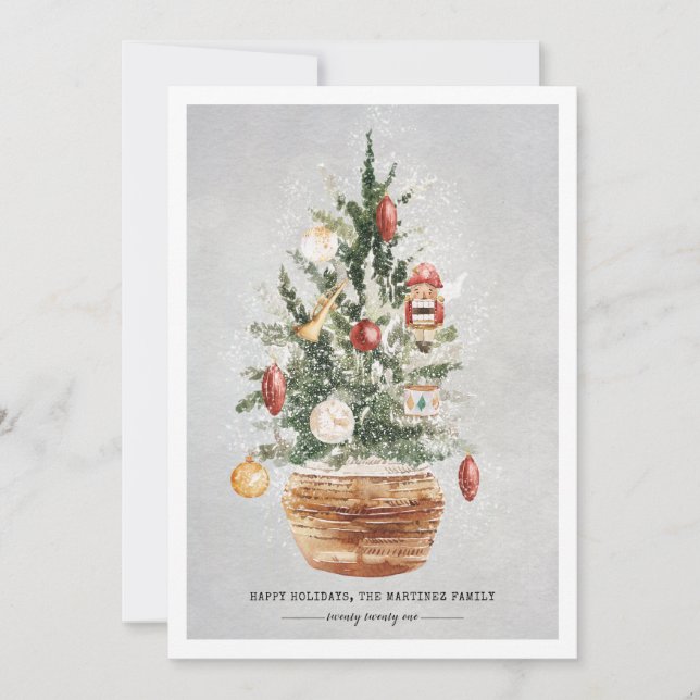 Noël Arbre Neige Joyeuses Fêtes Carte de Noël (Devant)