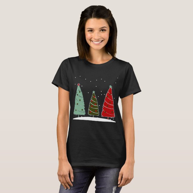 Noël arbres vacances neige festive T-shirt (Devant entier)