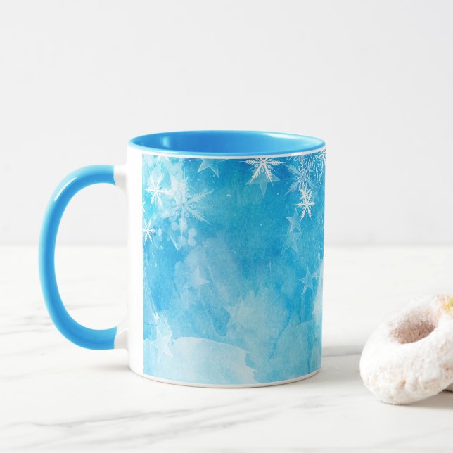 Noël aux flocons bleus élégants| Mug classique (Avec donut)