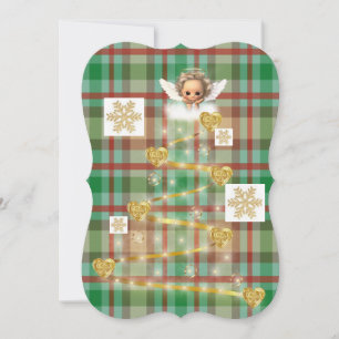 Noël Baby Angel Gold Plaid Carte de voeux plat