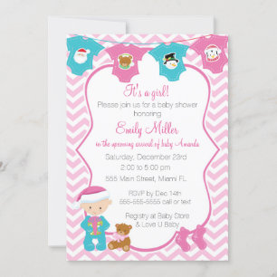 Noël Baby Girl Shower Invitation