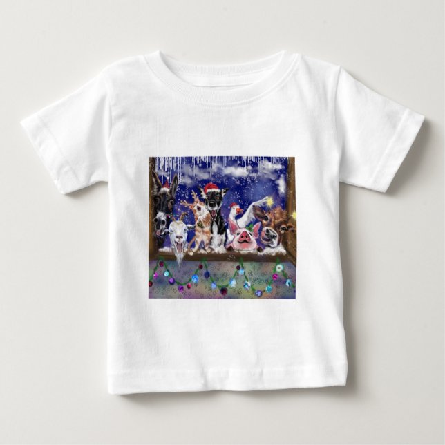 Noël Baby T-Shirt Funny Farm Animal Party (Devant)